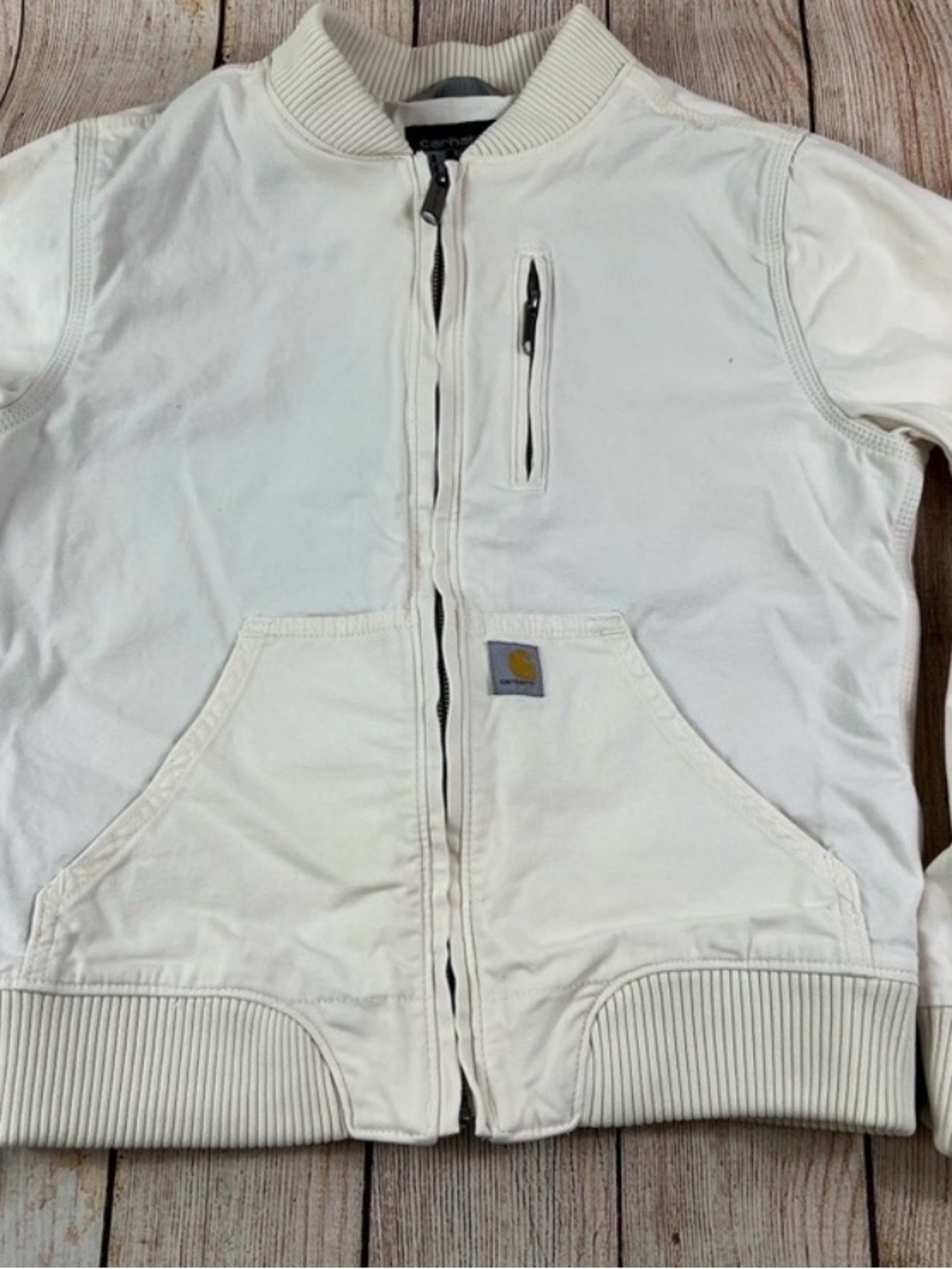 Carhartt Men's Off-White Zip Bomber Jacket